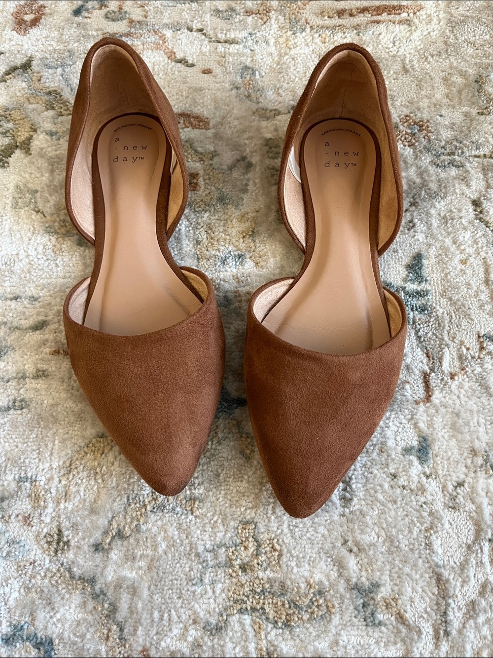 a new day Chestnut Suede Pointed D'Orsay Flats